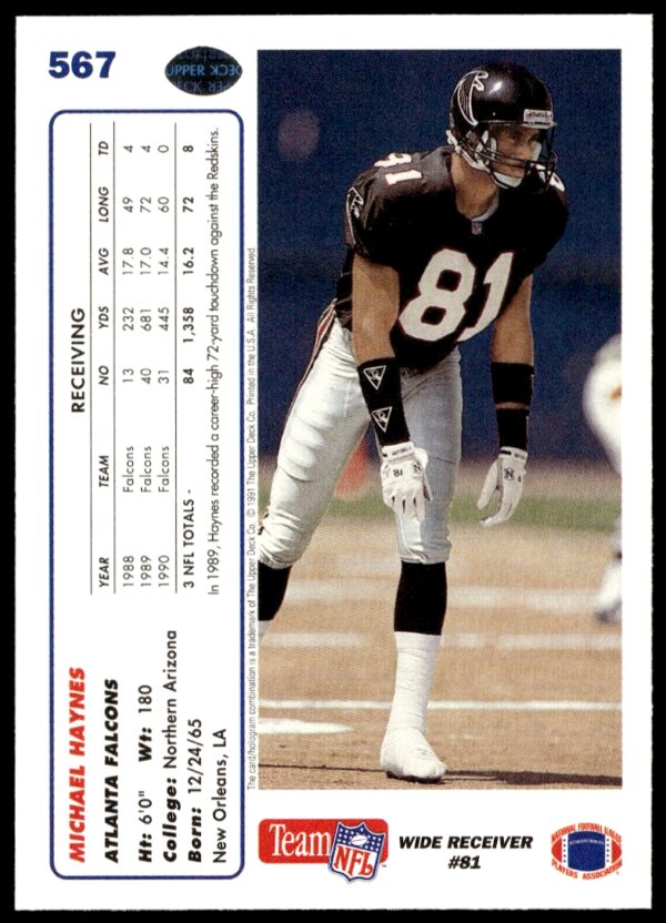 1991 Upper Deck Michael Haynes #567 (Back)