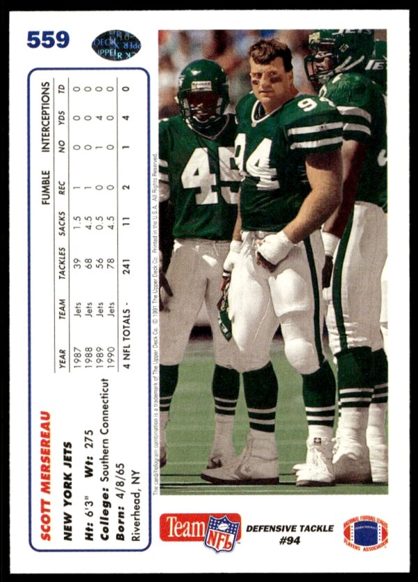 1991 Upper Deck Scott Mersereau #559 (Back)