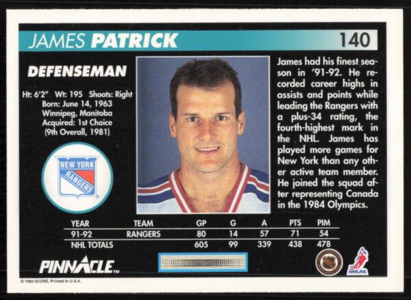 1992-93 Pinnacle Claude Lemieux #259 (Back)