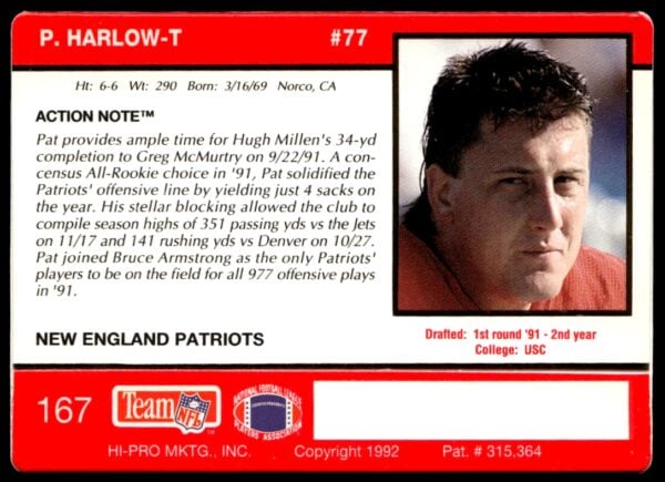 1992 Action Packed Pat Harlow #167 (Back)