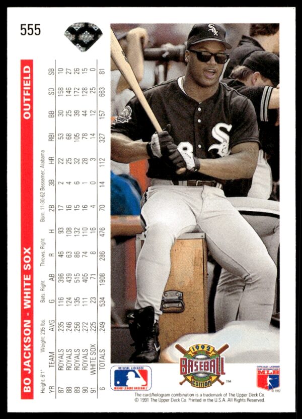 1992 Upper Deck Bo Jackson #555 (Back)