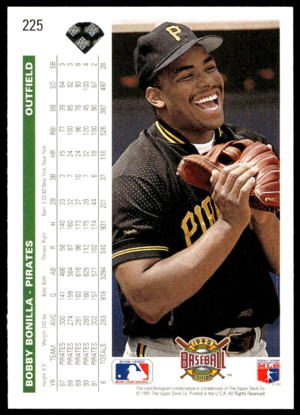 1992 Upper Deck Bobby Bonilla #225 (Back)