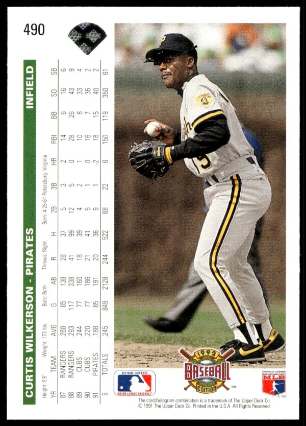 1992 Upper Deck Curtis Wilkerson #490 (Back)