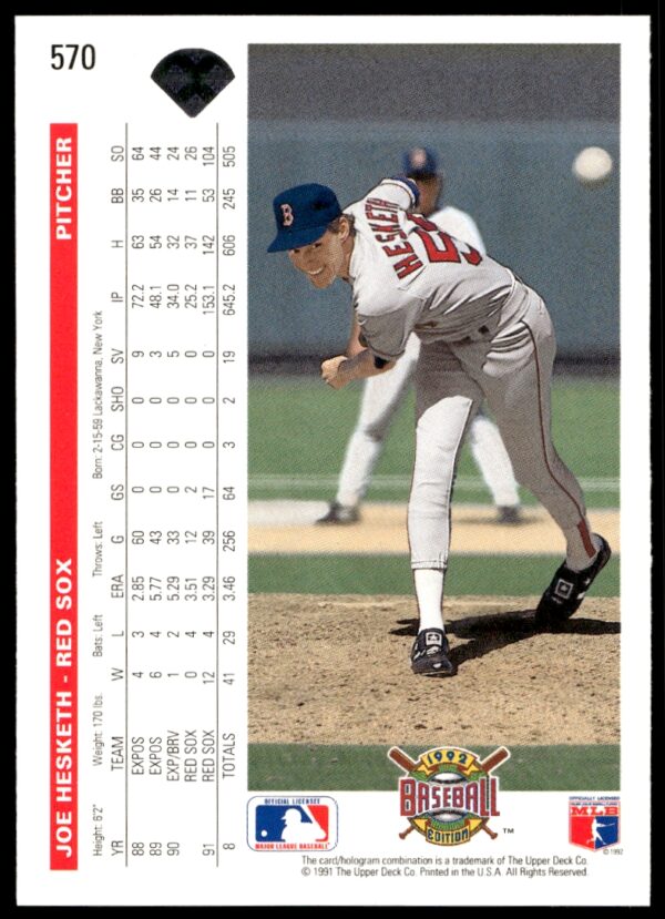 1992 Upper Deck Joe Hesketh #570 (Back)