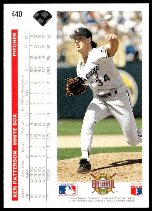 1992 Upper Deck Ken Patterson #440 (Back)