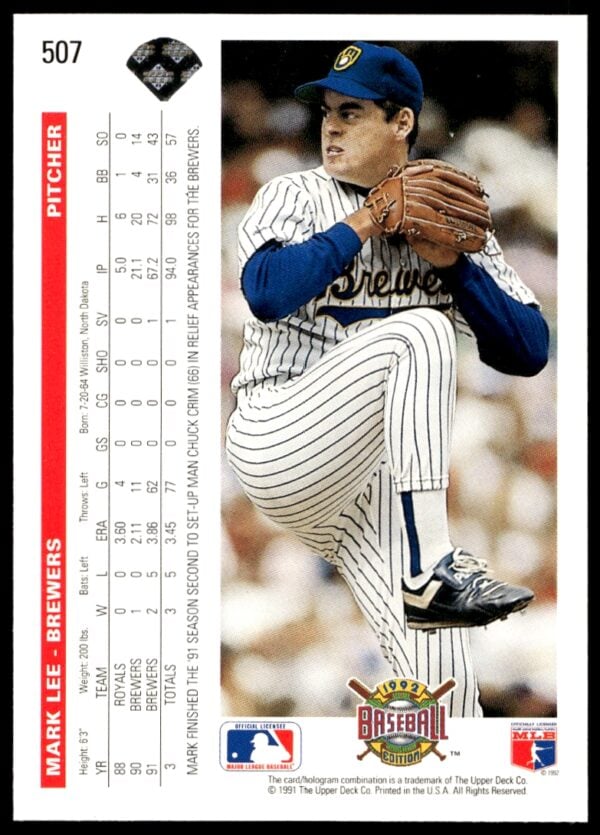 1992 Upper Deck Mark Lee #507 (Back)