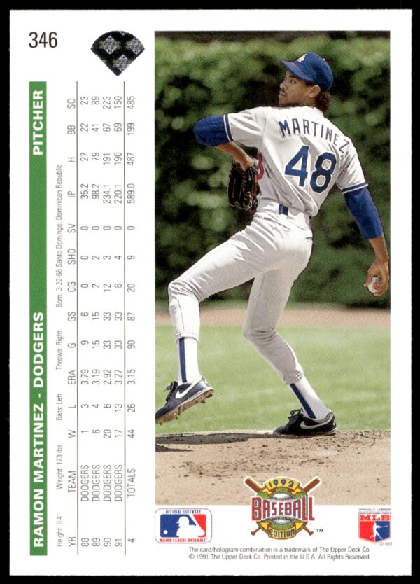 1992 Upper Deck Ramon Martinez #346 (Back)