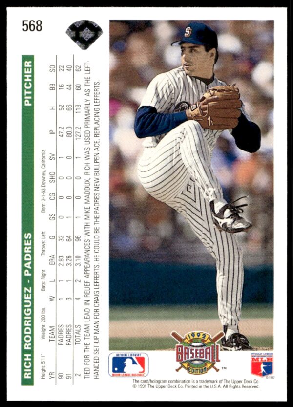 1992 Upper Deck Rich Rodriguez #568 (Back)