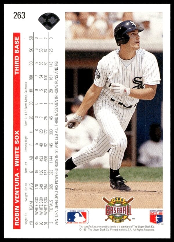 1992 Upper Deck Robin Ventura #263 (Back)