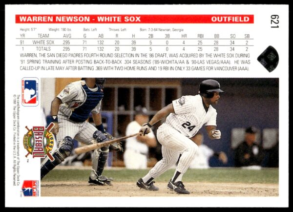 1992 Upper Deck Warren Newson #621 (Back)