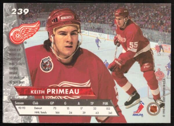 1993-94 Fleer Ultra Keith Primeau #239 (Back)