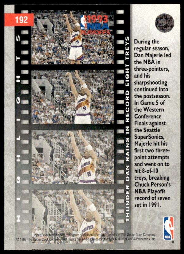 1993-94 Upper Deck Collector's Choice Dan Majerle NBA Playoffs Highlights #192 (Back)