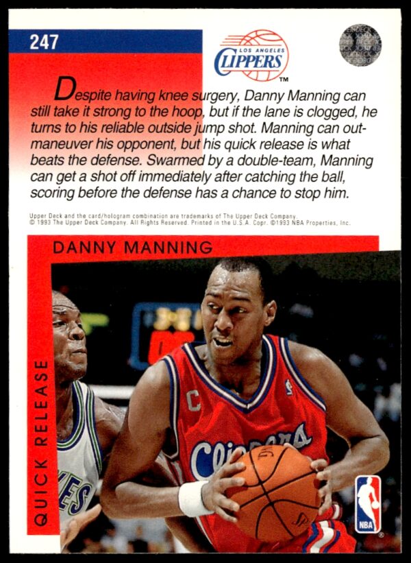 1993-94 Upper Deck Collector's Choice Danny Manning #247 (Back)