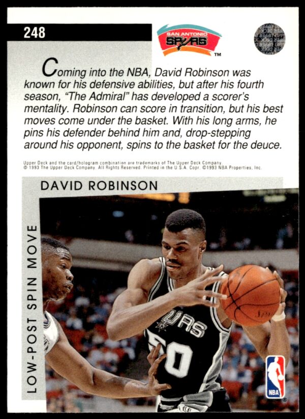 1993-94 Upper Deck Collector's Choice David Robinson #248 (Back)