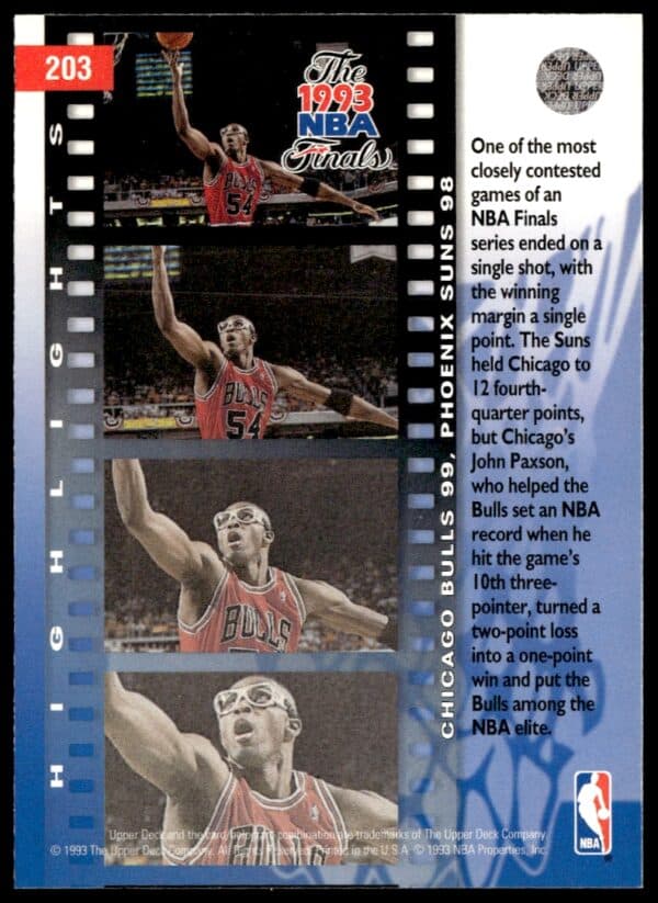 1993-94 Upper Deck Collector's Choice Horace Grant #203 (Back)