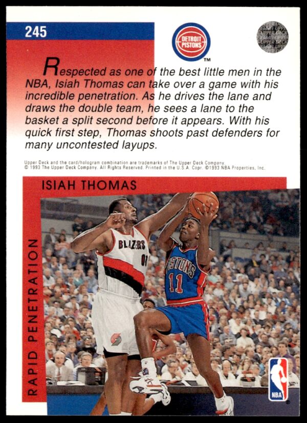 1993-94 Upper Deck Collector's Choice Isiah Thomas #245 (Back)