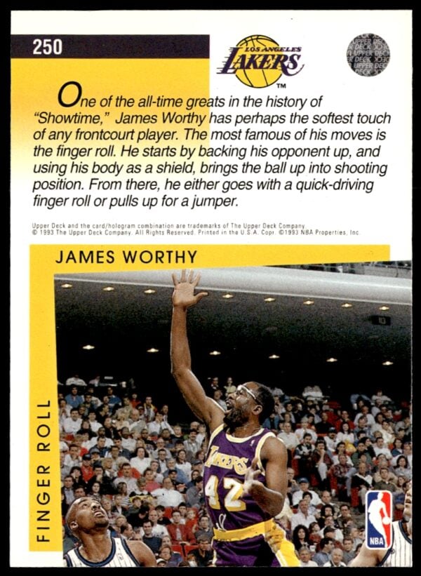 1993-94 Upper Deck Collector's Choice James Worthy #250 (Back)