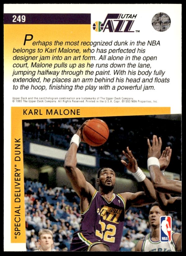 1993-94 Upper Deck Collector's Choice Karl Malone #249 (Back)