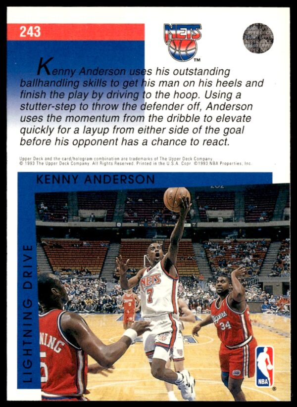 1993-94 Upper Deck Collector's Choice Kenny Anderson #243 (Back)