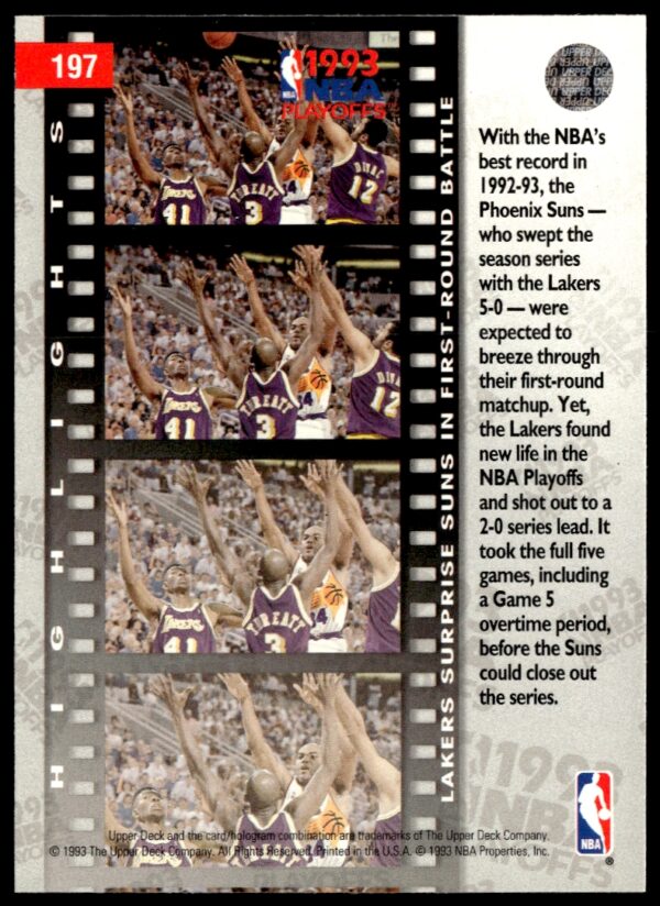 1993-94 Upper Deck Collector's Choice Los Angeles Lakers / Phoenix Suns #197 (Back)