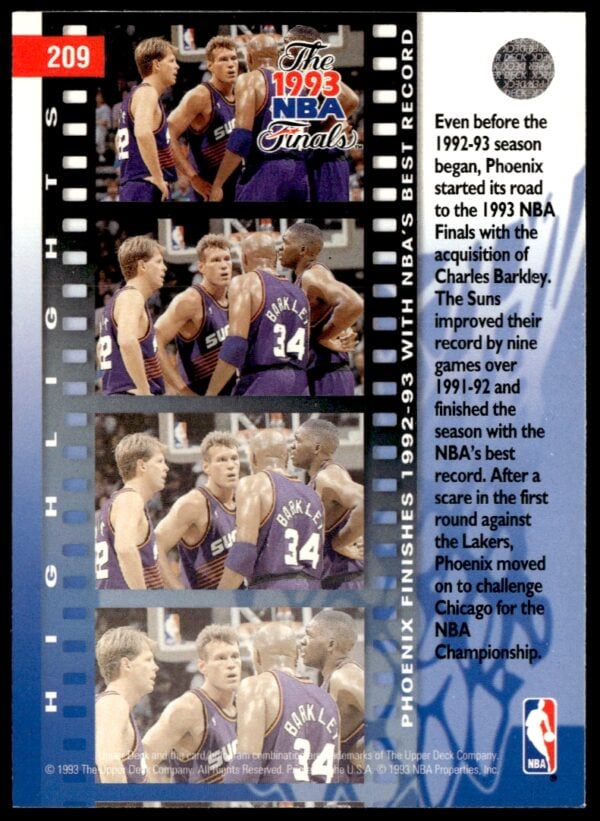 1993-94 Upper Deck Collector's Choice Phoenix Suns The 1993 NBA Finals #209 (Back)