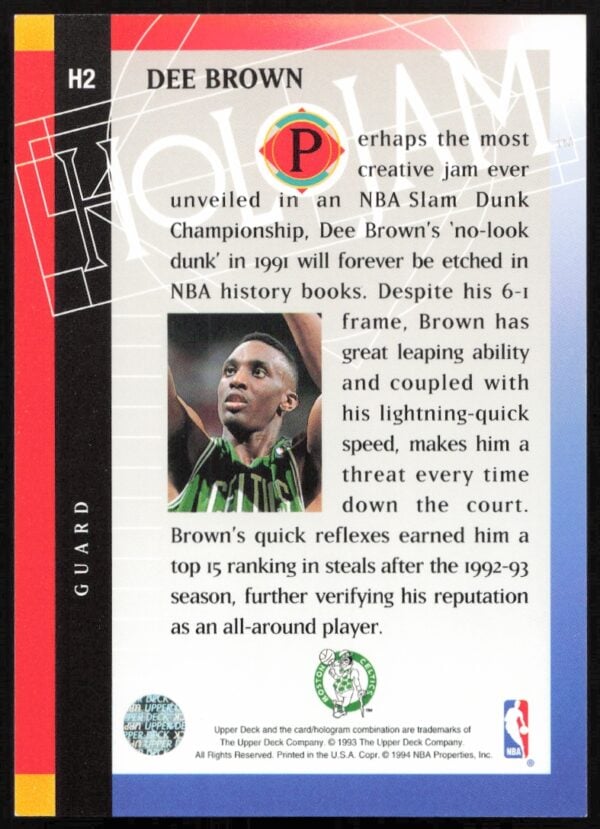 1993-94 Upper Deck Holojam Dee Brown #H2 (Back)