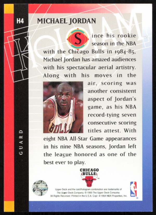 1993-94 Upper Deck Holojam Michael Jordan #H4 (Back)