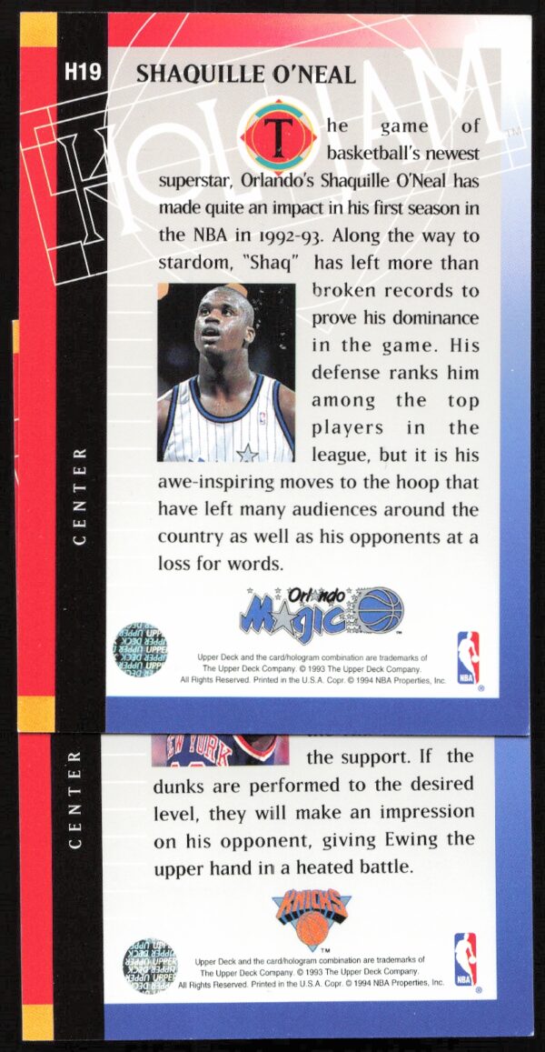 1993-94 Upper Deck Holojam Patrick Ewing #H18 (Back)