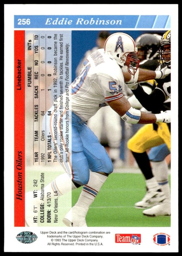 1993 Upper Deck Eddie Robinson #256 (Back)