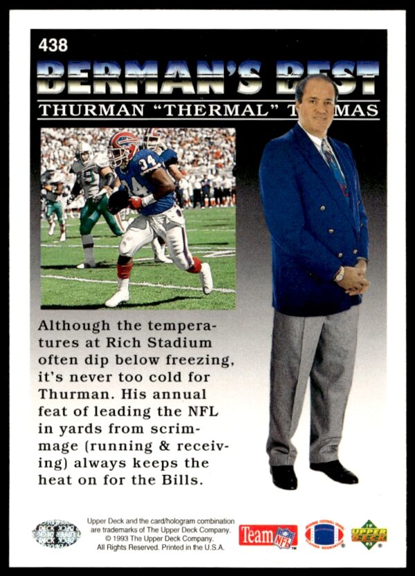 1993 Upper Deck Thurman Thomas #438 (Back)