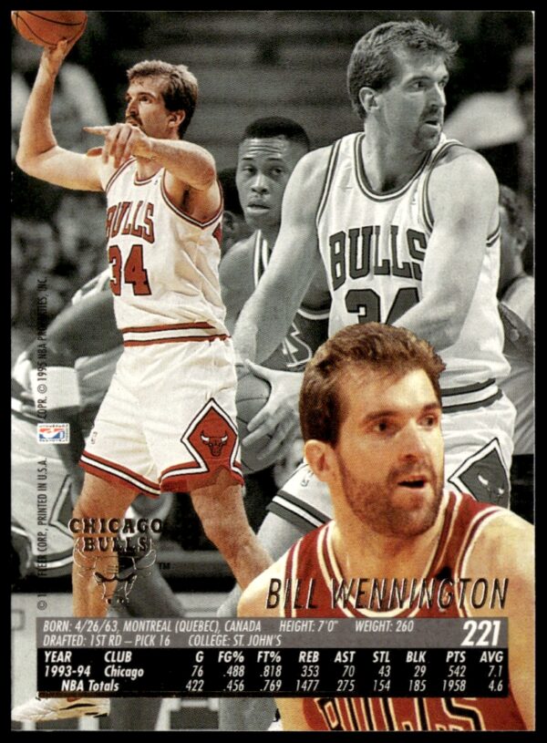 1994-95 Fleer Ultra Bill Wennington #221 (Back)