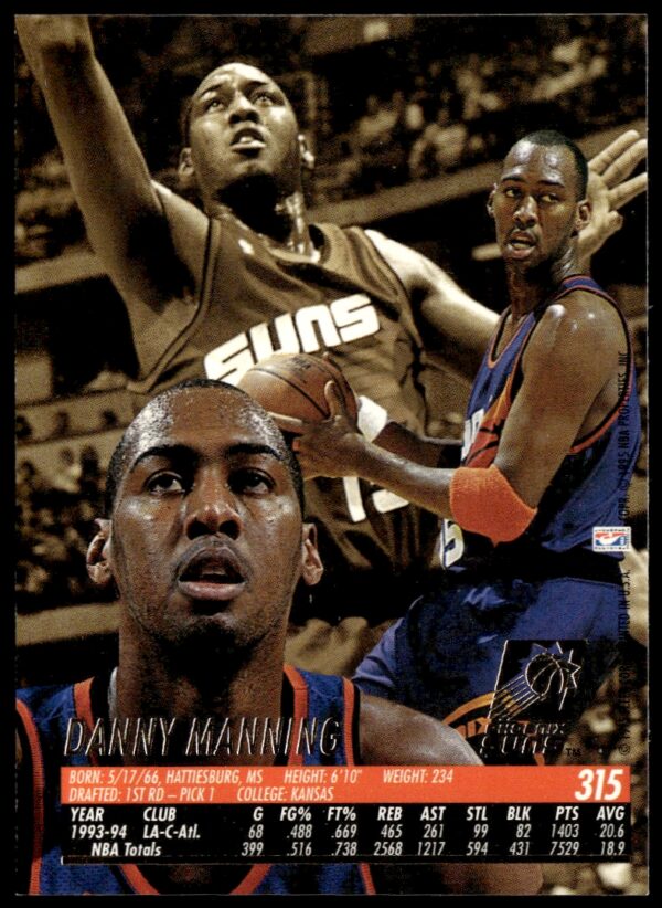 1994-95 Fleer Ultra Danny Manning #315 (Back)