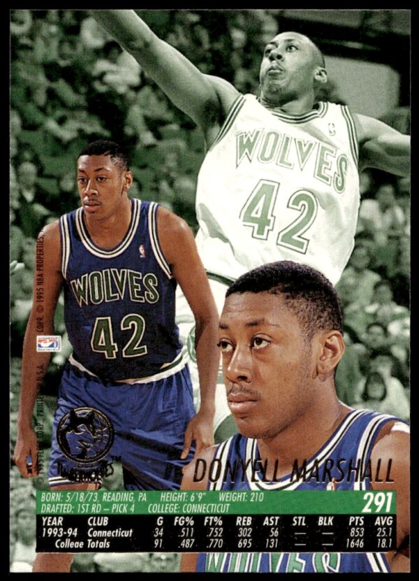 1994-95 Fleer Ultra Donyell Marshall #291 (Back)