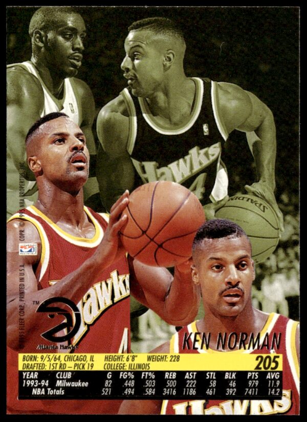 1994-95 Fleer Ultra Ken Norman #205 (Back)