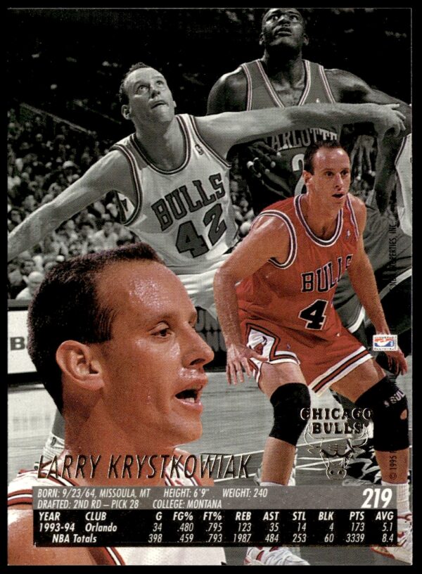 1994-95 Fleer Ultra Larry Krystkowiak #219 (Back)