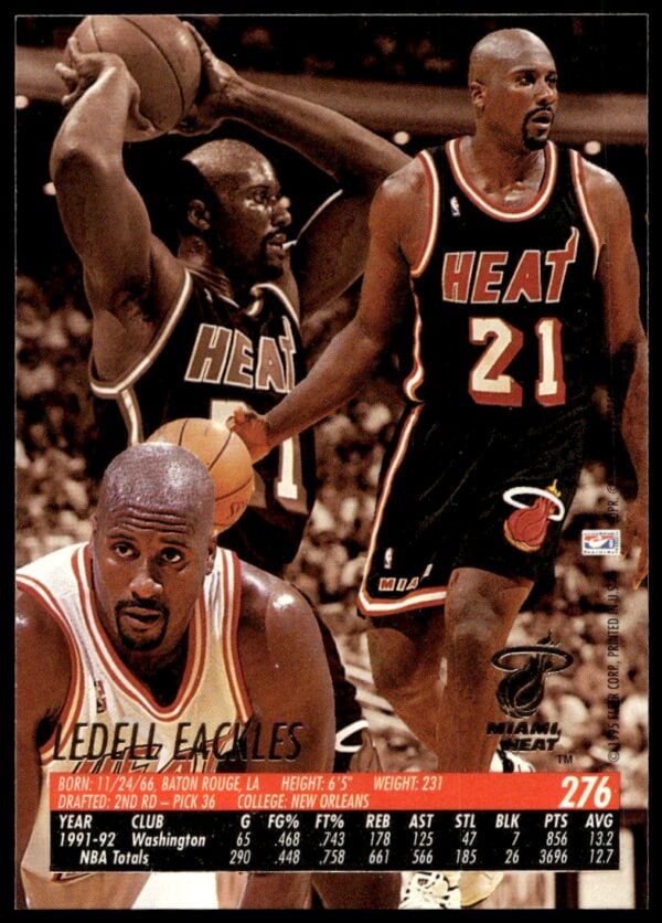 1994-95 Fleer Ultra Ledell Eackles #276 (Back)