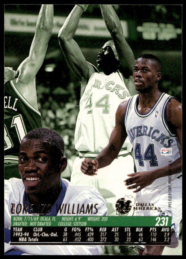 1994-95 Fleer Ultra Lorenzo Williams #231 (Back)