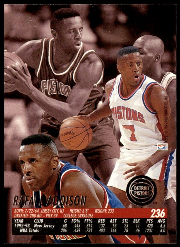 1994-95 Fleer Ultra Rafael Addison #236 (Back)