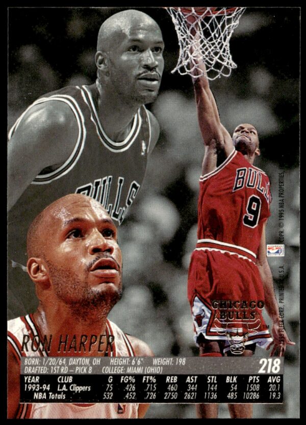 1994-95 Fleer Ultra Ron Harper #218 (Back)