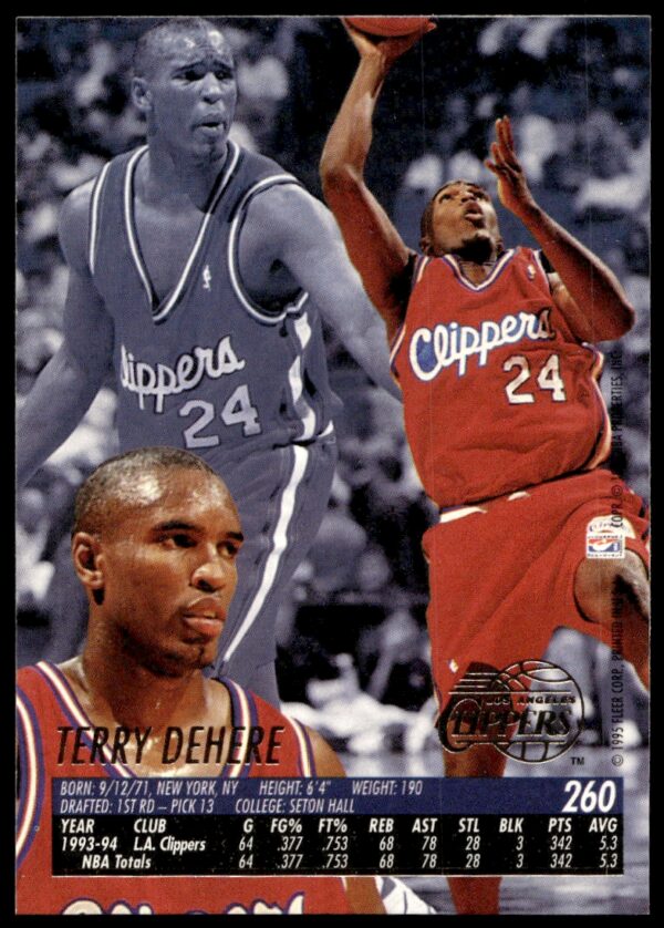 1994-95 Fleer Ultra Terry Dehere #260 (Back)