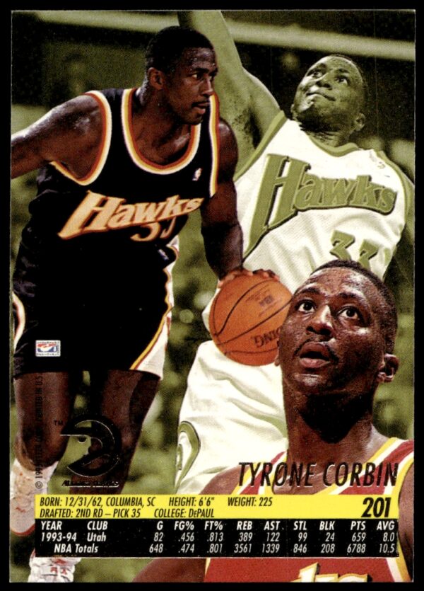 1994-95 Fleer Ultra Tyrone Corbin #201 (Back)