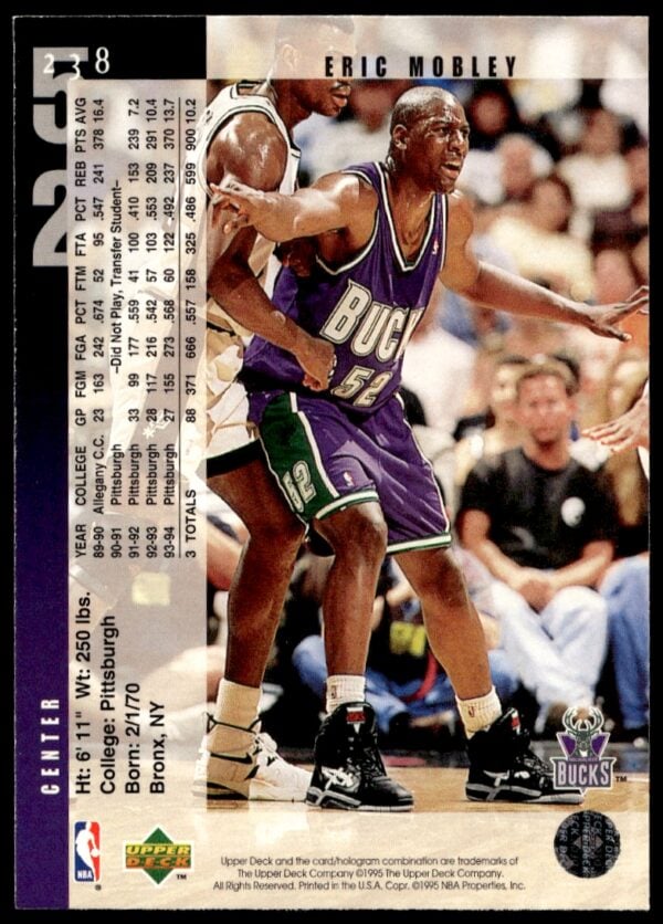 1994-95 Upper Deck Eric Mobley #238 (Back)