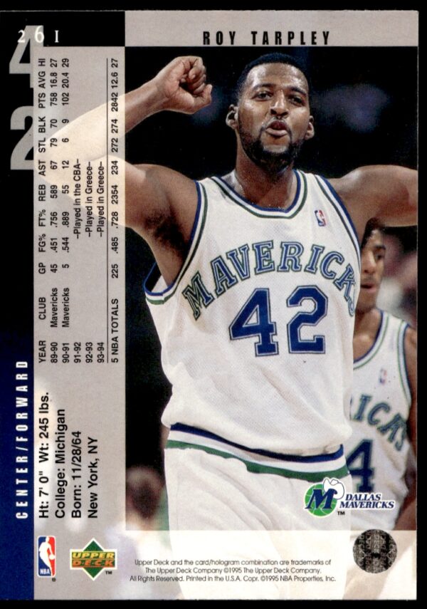 1994-95 Upper Deck Roy Tarpley #261 (Back)