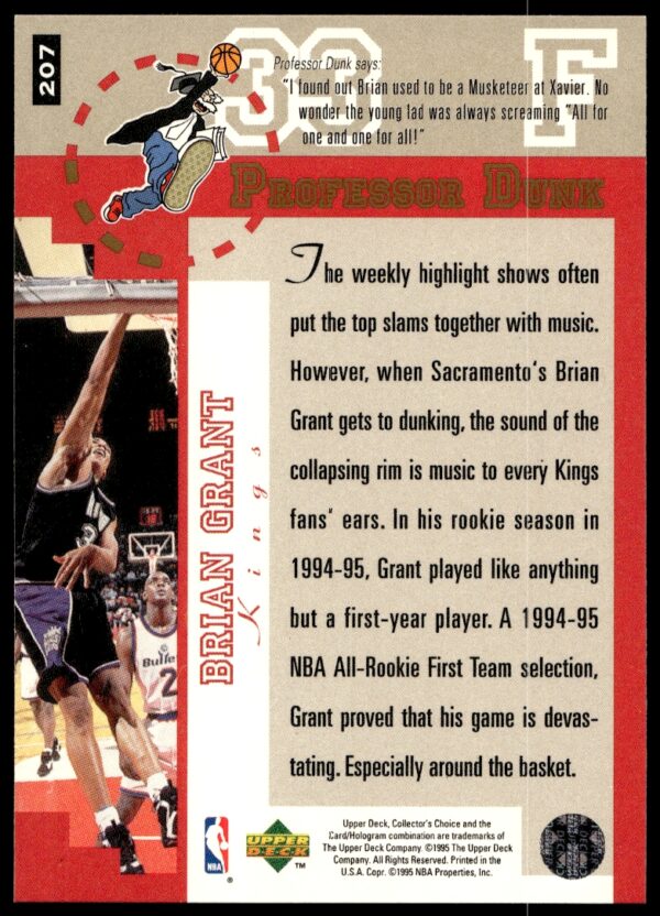 1995-96 Upper Deck Collector's Choice Brian Grant #207 (Back)