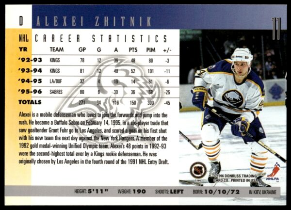 1996-97 Donruss Alexei Zhitnik #11 (Back)