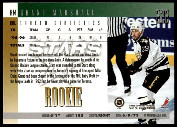 1996-97 Donruss Grant Marshall #222 (Back)