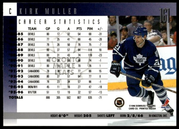 1996-97 Donruss Kirk Muller #161 (Back)