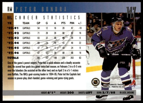 1996-97 Donruss Peter Bondra #147 (Back)