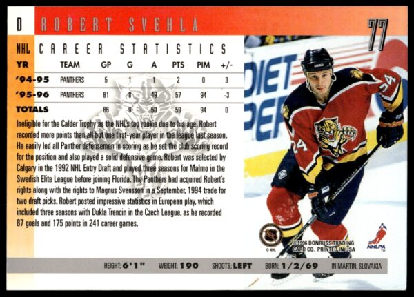 1996-97 Donruss Robert Svehla #77 (Back)