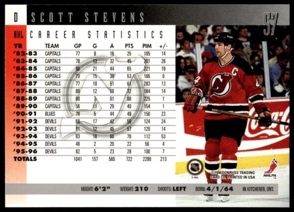 1996-97 Donruss Scott Stevens #57 (Back)